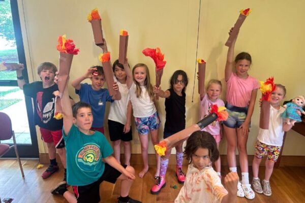 kids with paper torches kids with paper torches